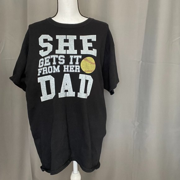 Gildan Other - Men's Lg SHE GETS IT FROM HER DAD Softball T-shirt